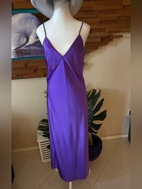 a new day Purple Satin Midi Slip Dress